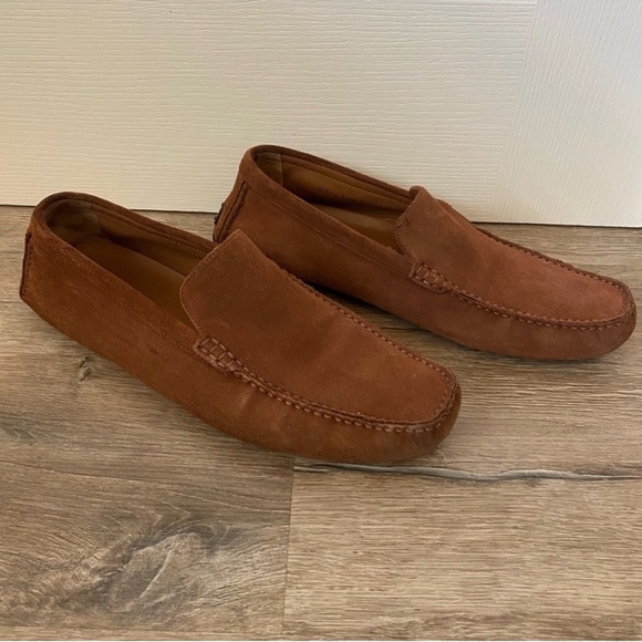 Bally Tan Brown Suede Loafers shoes Sz 11 - Picture 3 of 13